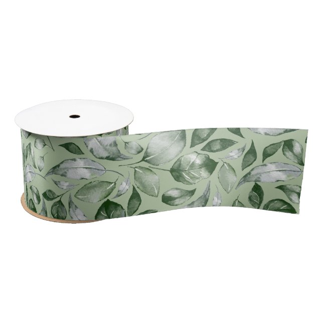 Ruban En Satin feuilles verts (Bobine)