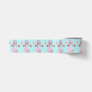 Ruban En Satin Flamant rose de Noël Rose Bleu Fille mignonne