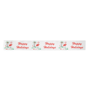 Ruban En Satin Flamant rose de Noël rouge Joyeux ruban des Fêtes