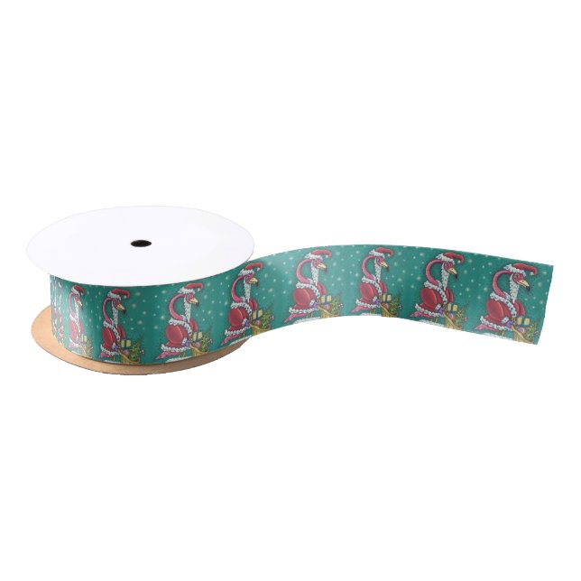 RUBAN EN SATIN FLAMANT ROSE ROSE CHAUD PÈRE NOËL, RIBBON GIFTWRAP (Bobine)