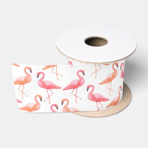 Ruban En Satin Flamants roses aquarelles