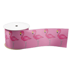 Ruban En Satin Flamants roses de Flamant rose rose Oiseaux tropic