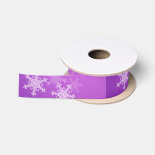 Ruban En Satin Flammes de neige violettes blanches Noël minimalis