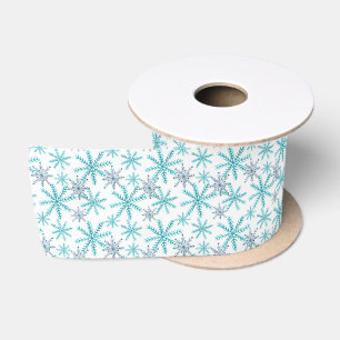 Ruban En Satin Flèche de neige bleu et blanc Aqua