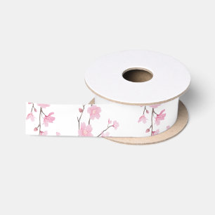 Ruban En Satin Fleur de cerisiers - Blanc