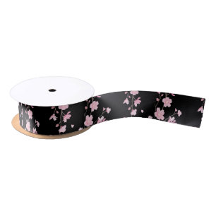 Ruban En Satin Fleur de cerisiers - Noir