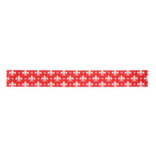 Ruban En Satin Fleur de lis rouge Motif