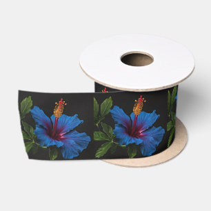 Ruban En Satin Fleur d'Hibiscus Bleu Florant,