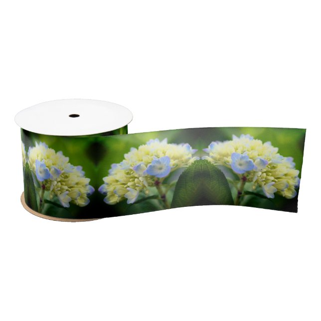 Ruban En Satin Fleur d'hortensia bleu rêveur (Bobine)