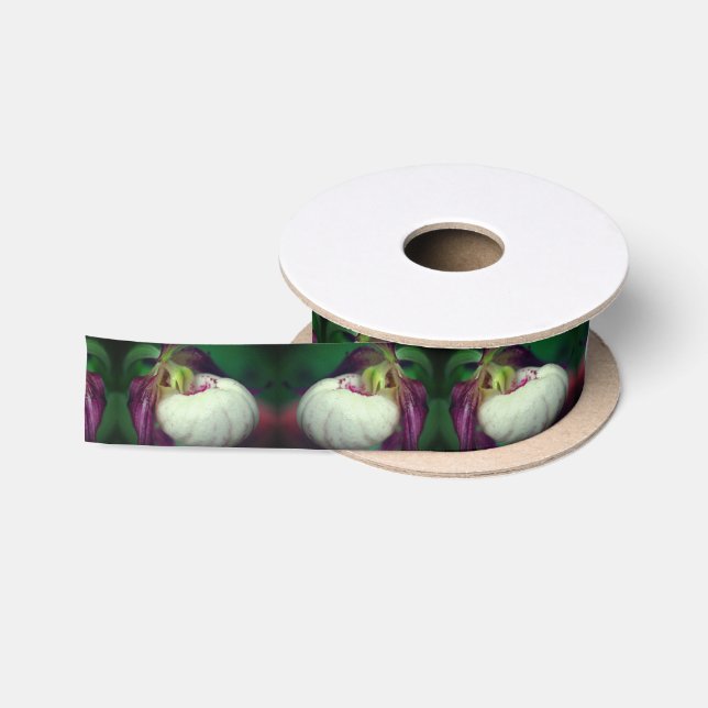 Ruban En Satin Fleur d'orchidée blanche (Bobine)