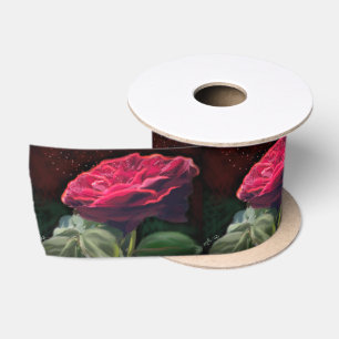 Ruban En Satin Fleur Rouge Rose Vert Black Art Floral Fleurs