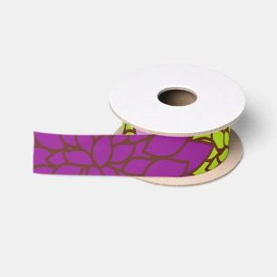 Ruban En Satin Fleurs Dahlia, Fleurs Colorées, Motif Floral