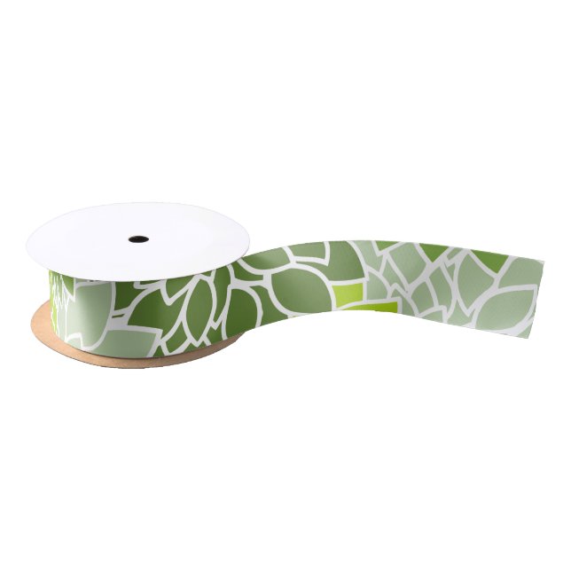 Ruban En Satin Fleurs Dahlia, Motif De Fleurs, Dahlia Verte (Bobine)