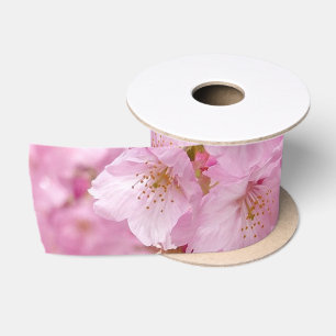 Ruban En Satin Fleurs de fleurs de cerisier sur le ruban de satin