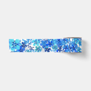 Ruban En Satin Fleurs de jardin Royal Blue et Turquoise