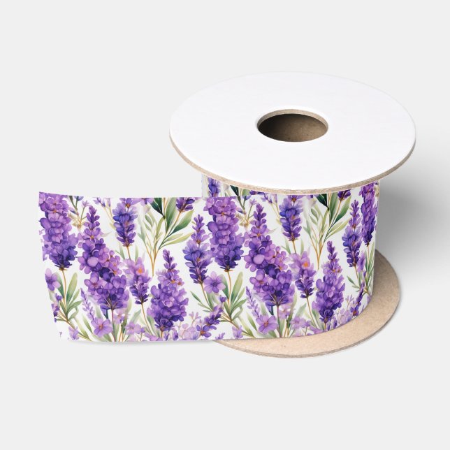 Ruban En Satin Fleurs de lavande élégantes (Bobine)