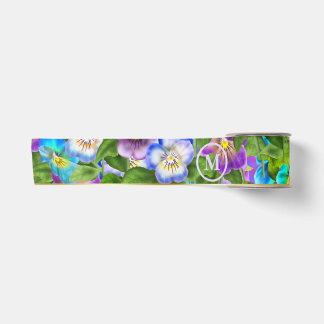 Ruban En Satin Fleurs de Pensée Violette de Naissance en Monogram