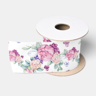 Ruban En Satin Fleurs de printemps romantiques