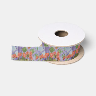 Ruban En Satin Fleurs de tulipe orange