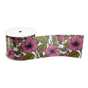 Ruban En Satin Fleurs d'hibiscus roses