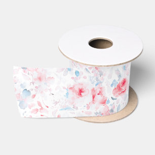 Ruban En Satin Fleurs douces élégantes Romantique Dusty bleu rose