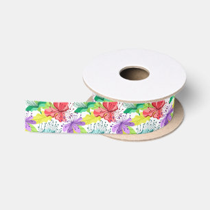 Ruban En Satin Fleurs tropicales sans couture motif