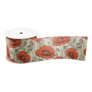 Ruban En Satin Fleurs vintages de pavot