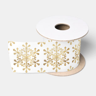 Ruban En Satin Flocon de neige artificiel faux or Noël