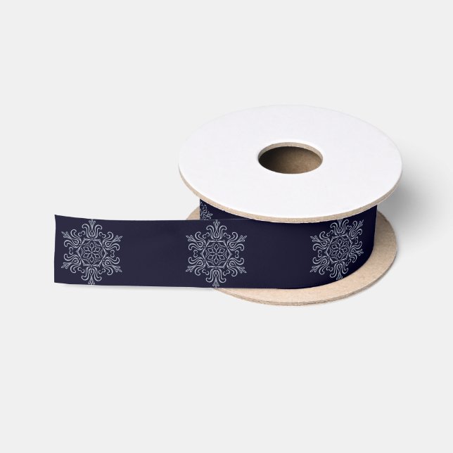 Ruban En Satin Flocon de neige en argent orange (Bobine)