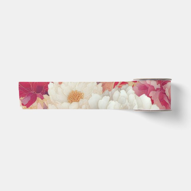 Ruban En Satin Floral élégant rouge (Devant)