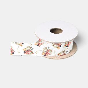 Ruban En Satin Floral Violins Gold Music Notes Noël