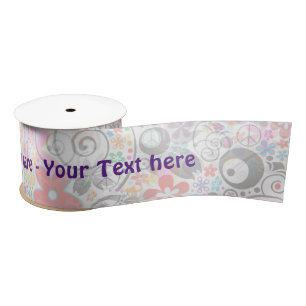 Ruban En Satin Flower Power Motif I + vos idées & texte