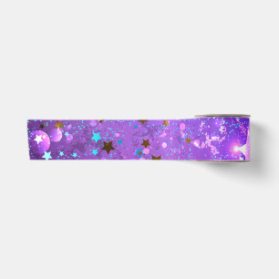 Ruban En Satin Fond en feuille d'aluminium violette avec des étoi