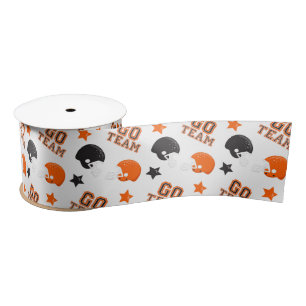 Ruban En Satin Football américain Orange et Motifs noirs