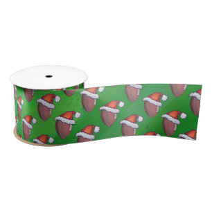 Ruban En Satin Football de Santa Hat sur Vert