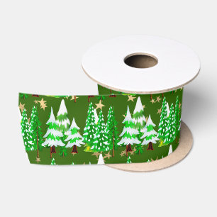Ruban En Satin Forêt de Noël