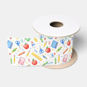 Ruban En Satin Fournitures aquarelle retour à l'école motif