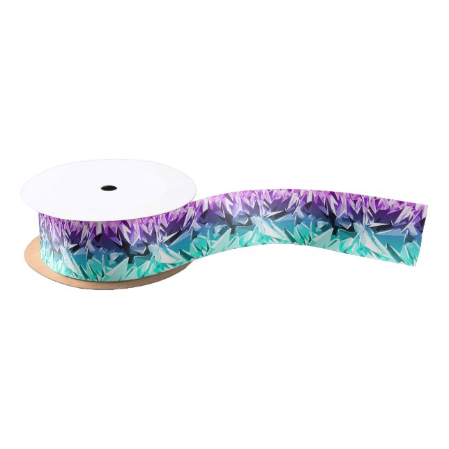 Ruban En Satin Fractale pourpre et turquoise à la mode moderne (Bobine)