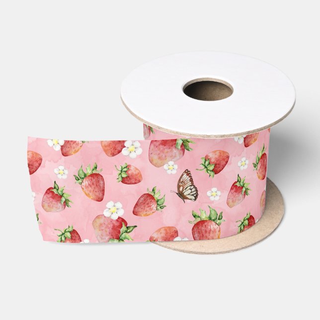 Ruban En Satin Fraise à papillon (Bobine)