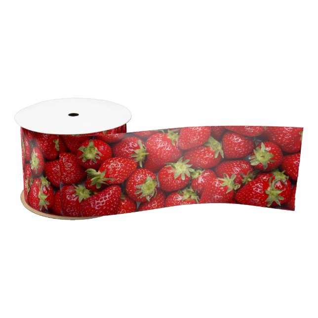 Ruban En Satin Fraises rouges brillantes (Bobine)