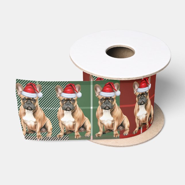 Ruban En Satin French Bulldog Holiday Plaid Funny Dog Christmas (Bobine)