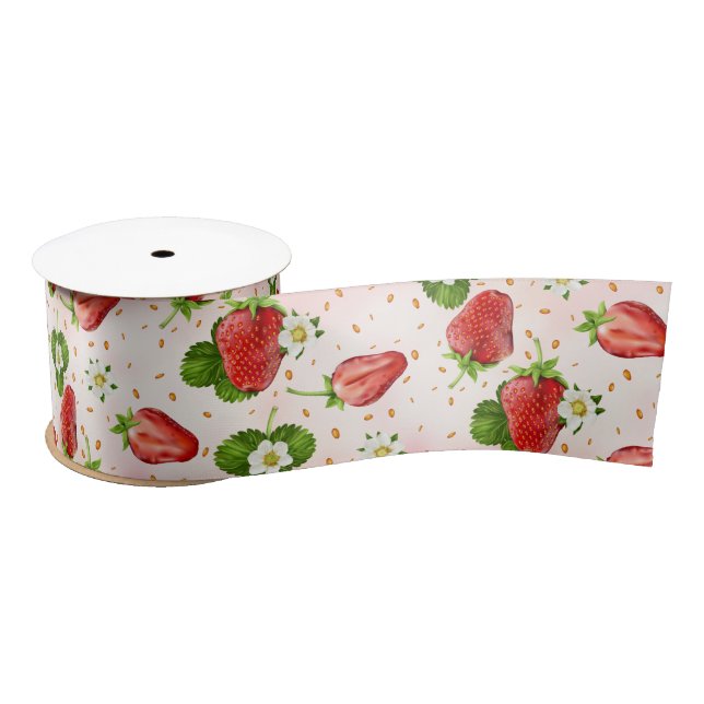 Ruban En Satin Fruit aux fraises (Bobine)