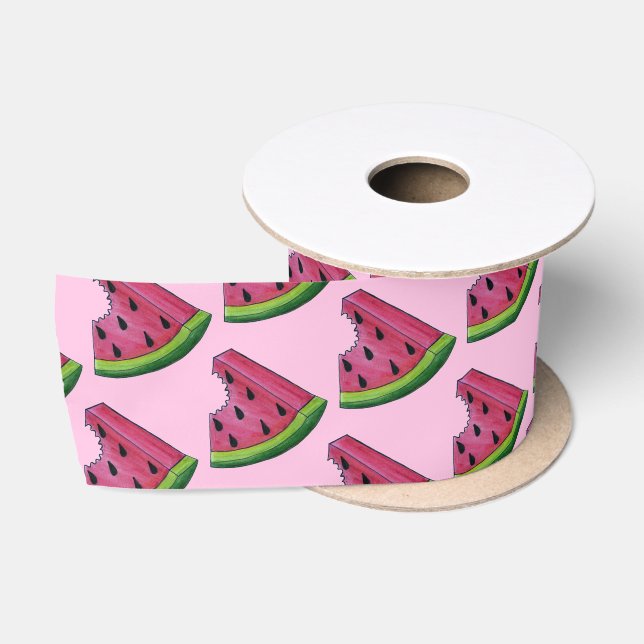 Ruban En Satin Fruit de melon de melon de melon vert rose (Bobine)