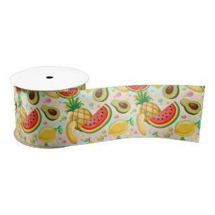 Ruban En Satin Fruits d'été frais Motif