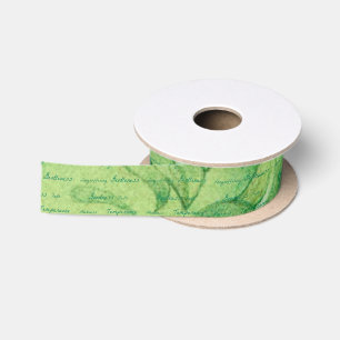 Ruban En Satin Fruits verts et pourpres de fleur de l'esprit