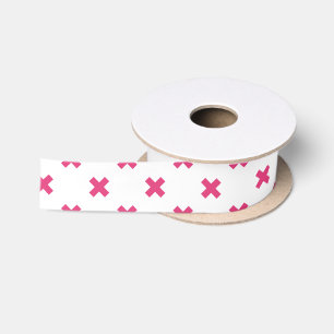 Ruban En Satin Fuchsia croix sur le blanc
