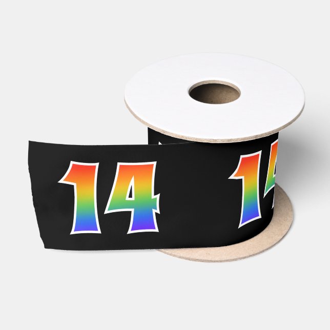 Ruban En Satin Fun, Rainbow Motif "14" Numéro d'événement (noir) (Bobine)
