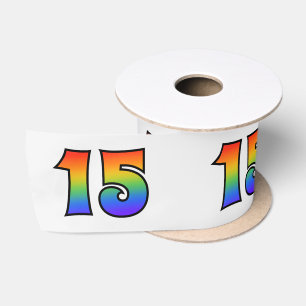 Ruban En Satin Fun, Rainbow Motif "15" Numéro d'événement (Grey)