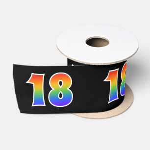 Ruban En Satin Fun, Rainbow Motif "18" Numéro d'événement (noir)