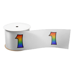 Ruban En Satin Fun, Rainbow Motif "1" Numéro d'événement (Gris)